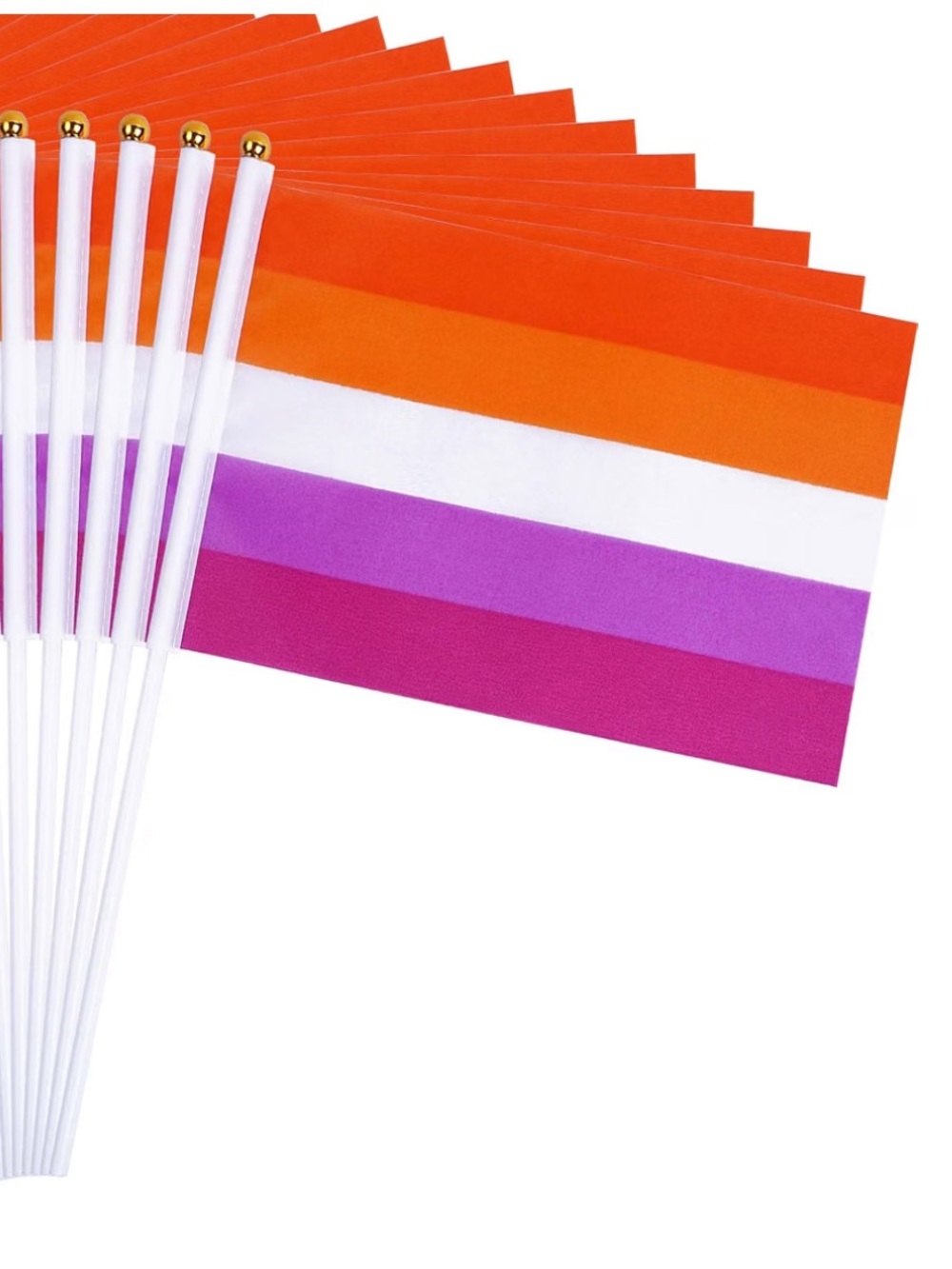 Lesbian Pride Sunset Handheld Flags - Pink, Purple, Orange (Pack)